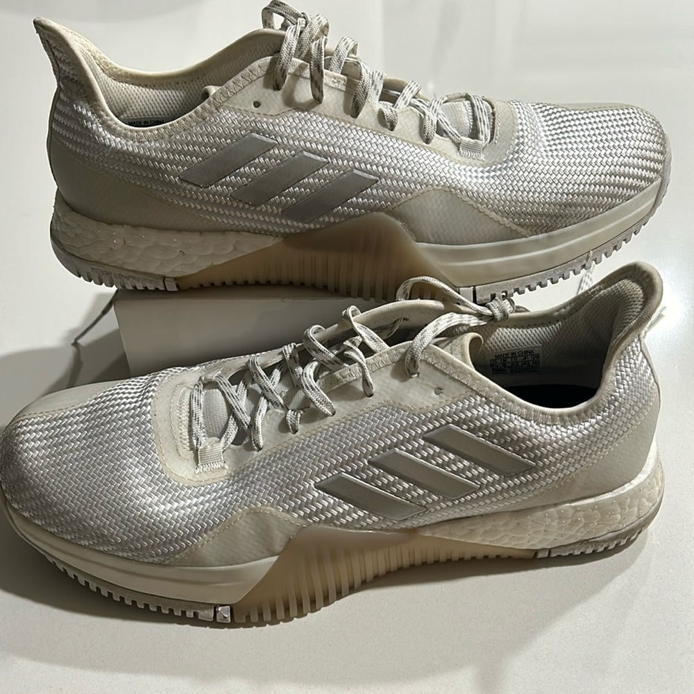 Adidas Performance Crazyytain Boost, white, Men’s size 8.5. Gently used.